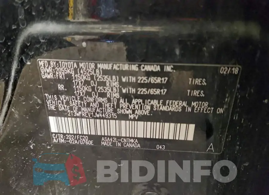 2T3WFREV1JW449315 Photo# 12
