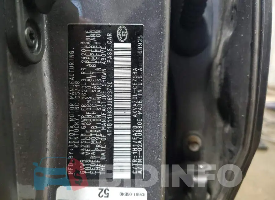 4T1B11HK3JU623720 Photo# 13