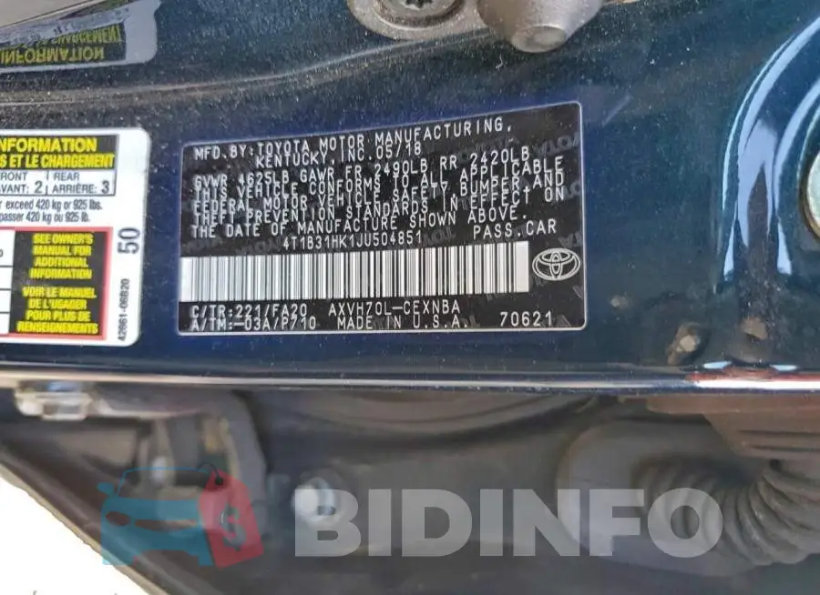 4T1B31HK1JU504851 Photo# 13