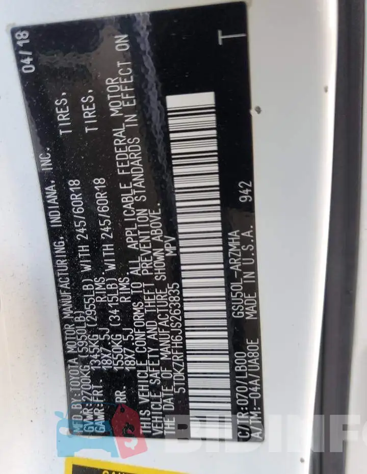 5TDKZRFH6JS263835 Photo# 13