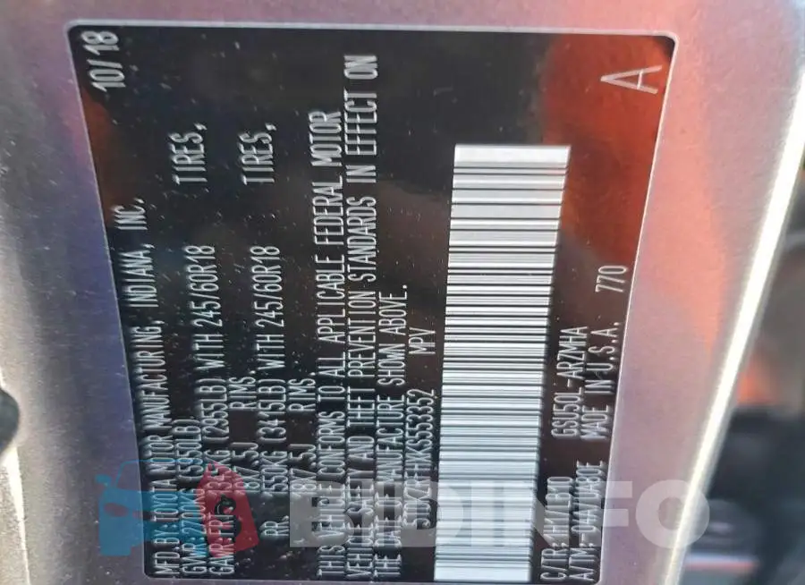 5TDKZRFHXKS553352 Photo# 14