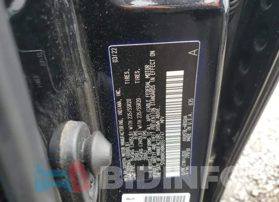 5TDXBRCH8NS551747 Photo# 13