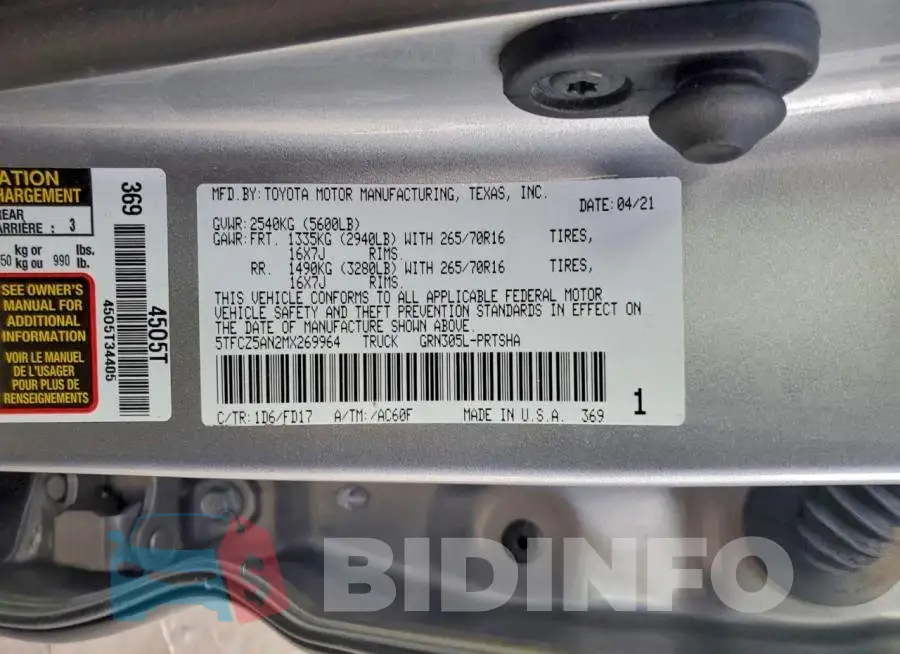 5TFCZ5AN2MX269964 Photo# 12