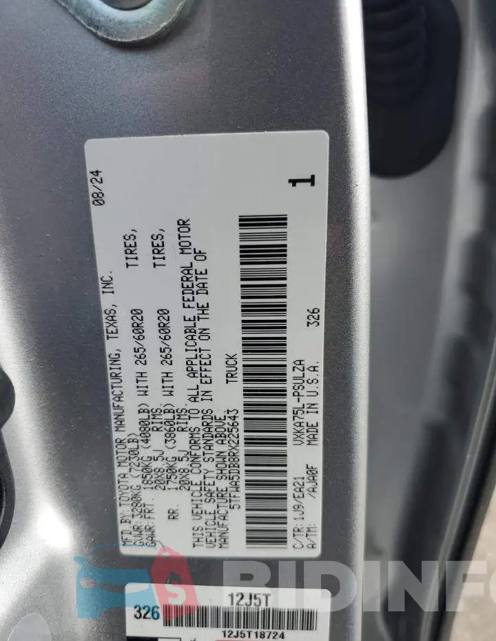 5TFWA5DB8RX225643 Photo# 12