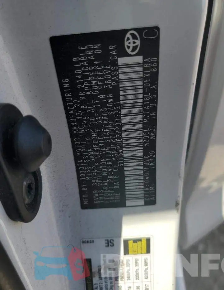 5YFB4MDE3PP005221 Photo# 13