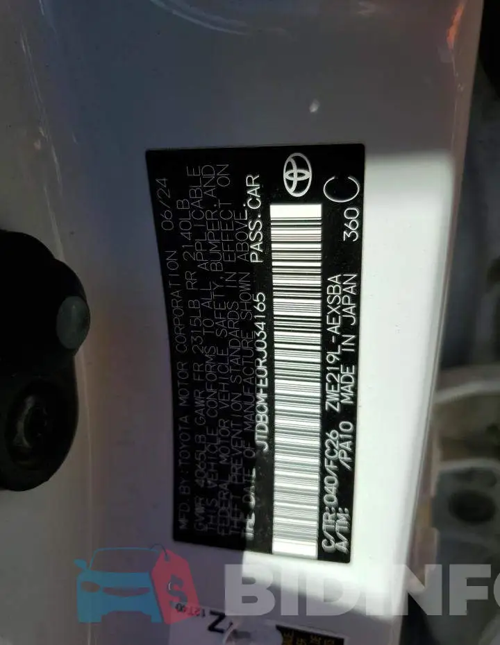 JTDBCMFE0RJ034165 Photo# 12