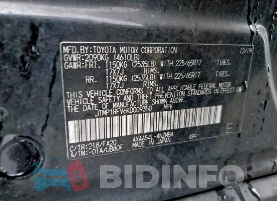JTMP1RFV6KD009350 Photo# 13