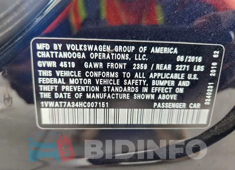 1VWAT7A34HC007151 Photo# 12