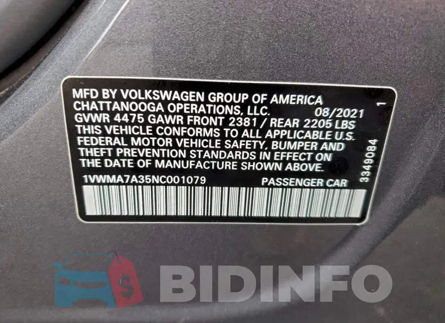 1VWMA7A35NC001079 Photo# 12