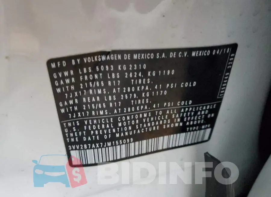 3VV2B7AX7JM155099 Photo# 13