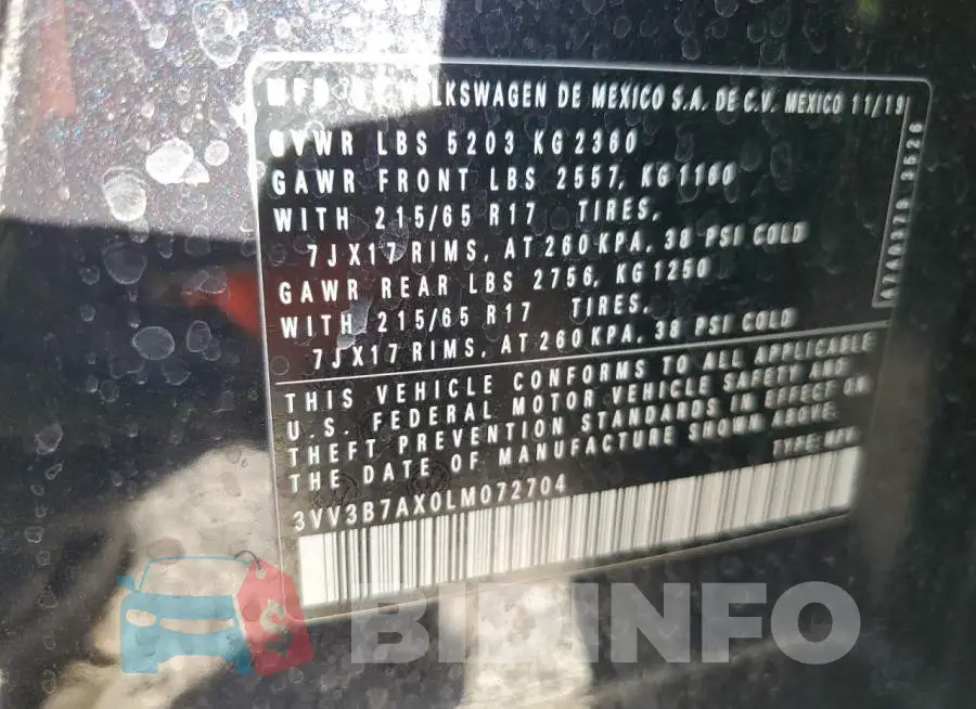 3VV3B7AX0LM072704 Photo# 13