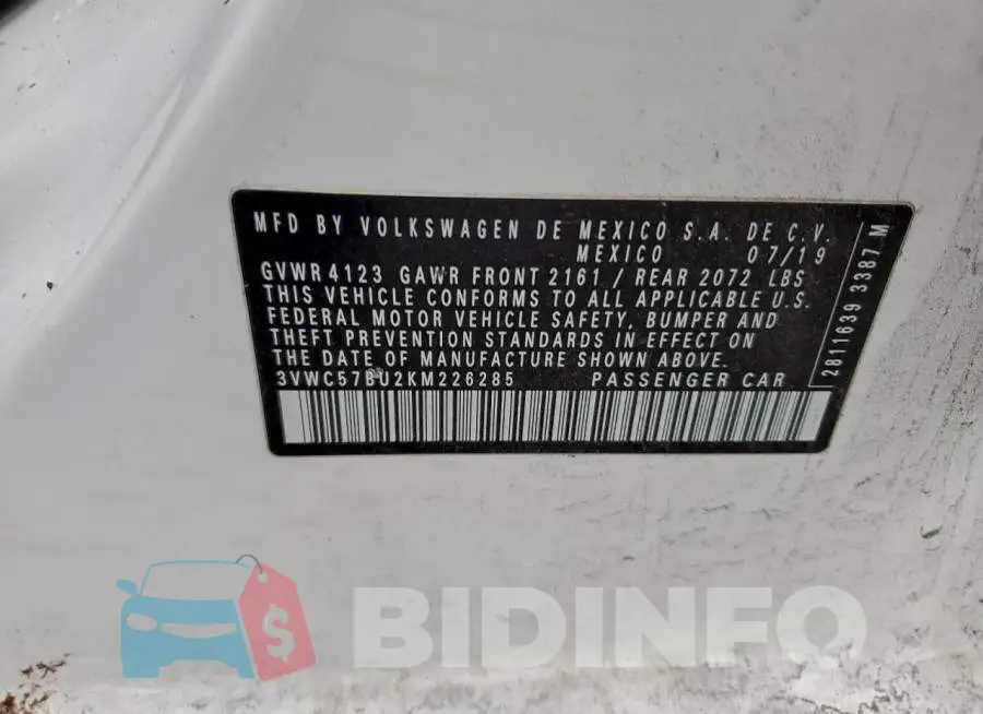 3VWC57BU2KM226285 Photo# 13
