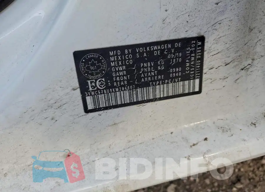 3VWC57BU9KM204607 Photo# 12
