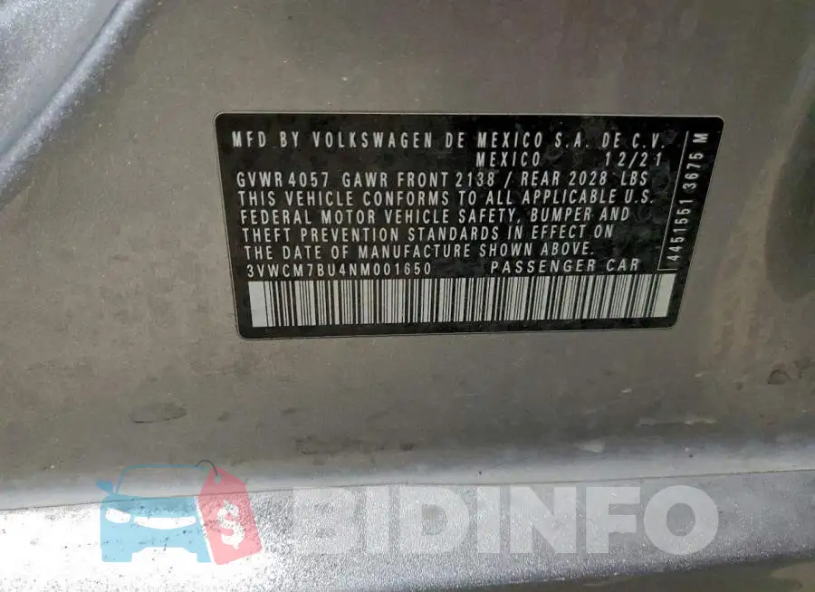 3VWCM7BU4NM001650 Photo# 12