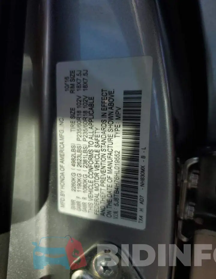 5J8TB4H76HL019552 Photo# 13