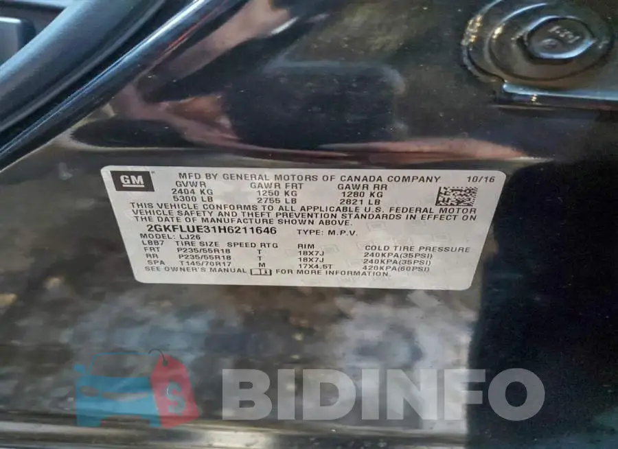 2GKFLUE31H6211646 Photo# 12