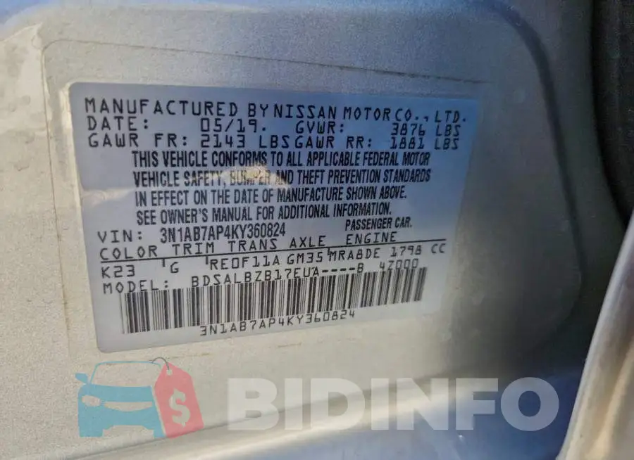 3N1AB7AP4KY360824 Photo# 12