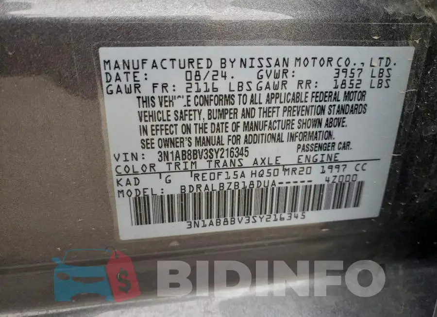 3N1AB8BV3SY216345 Photo# 13