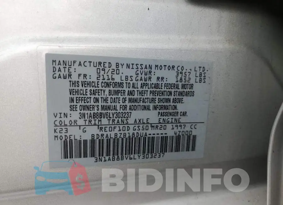 3N1AB8BV6LY303237 Photo# 12