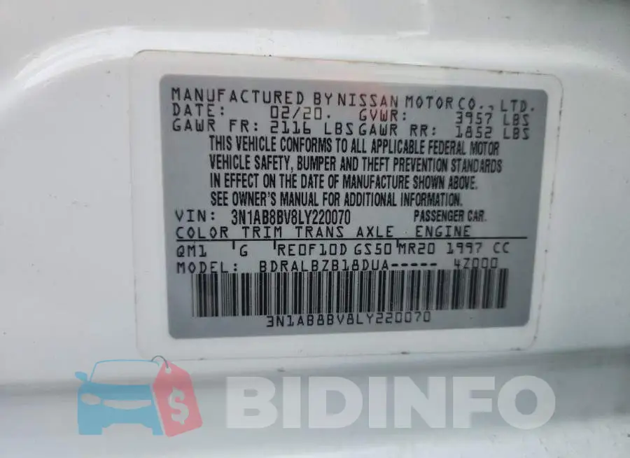 3N1AB8BV8LY220070 Photo# 13