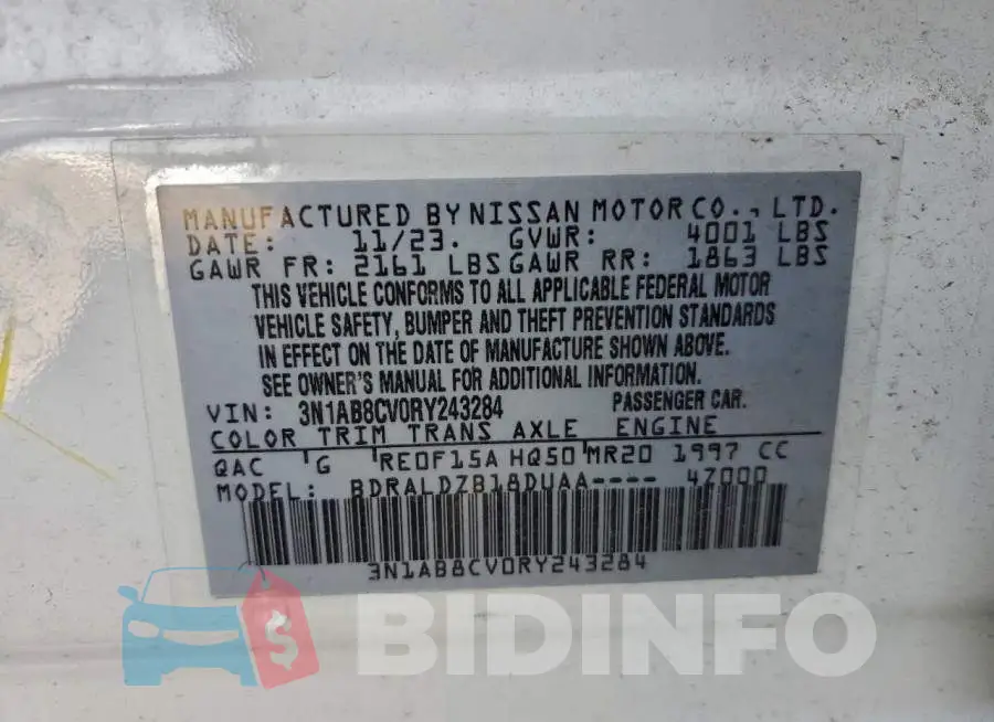 3N1AB8CV0RY243284 Photo# 12
