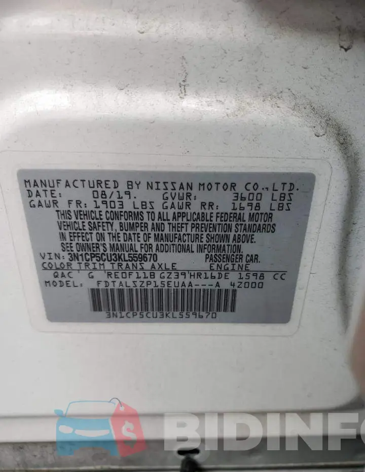 3N1CP5CU3KL559670 Photo# 13
