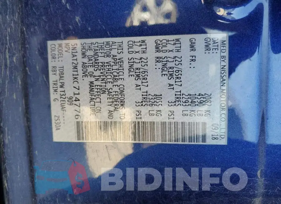5N1AT2MT1KC714776 Photo# 14
