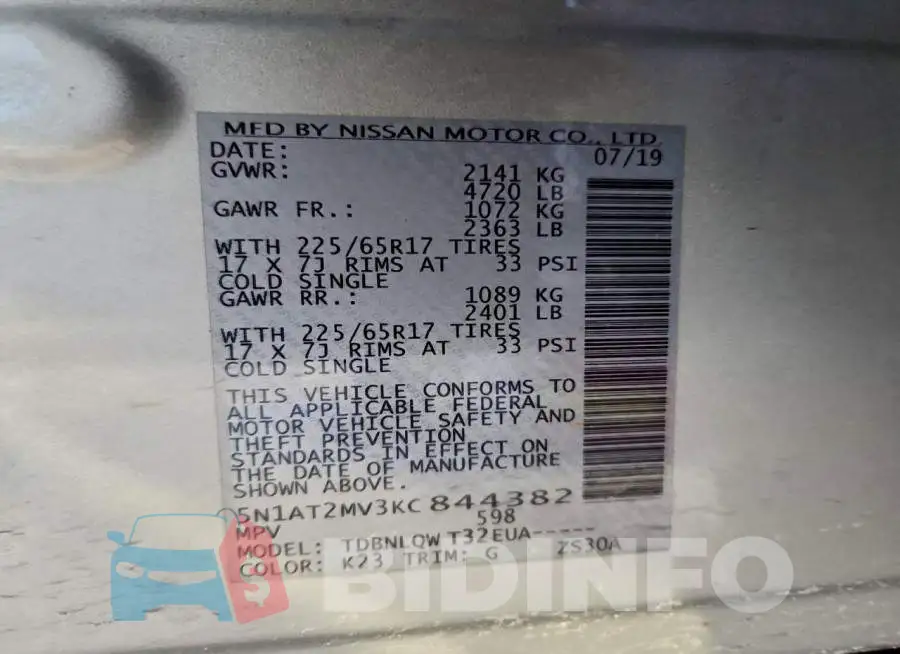 5N1AT2MV3KC844382 Photo# 13