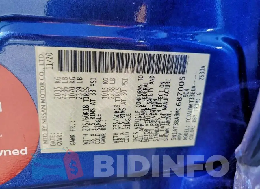 5N1AT3BA8MC687005 Photo# 13