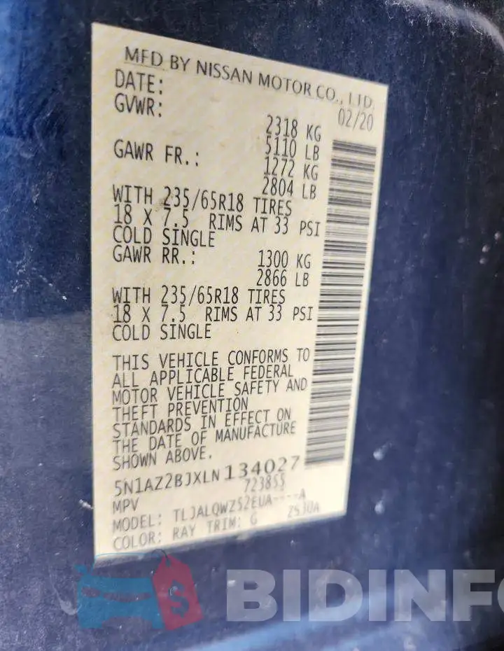 5N1AZ2BJXLN134027 Photo# 12