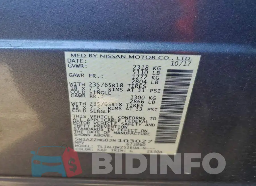 5N1AZ2MG0JN103027 Photo# 14