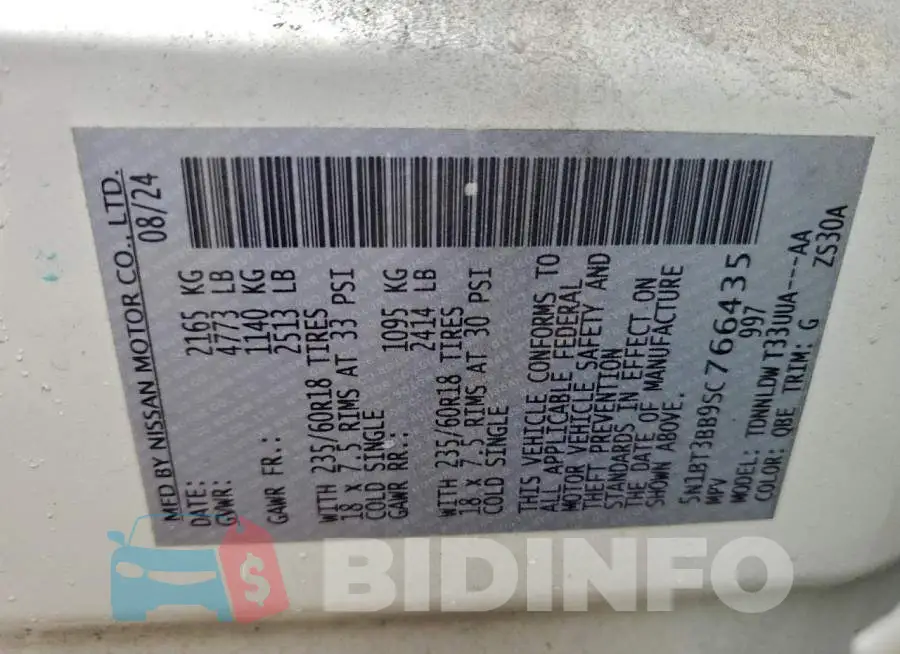5N1BT3BB9SC766435 Photo# 13