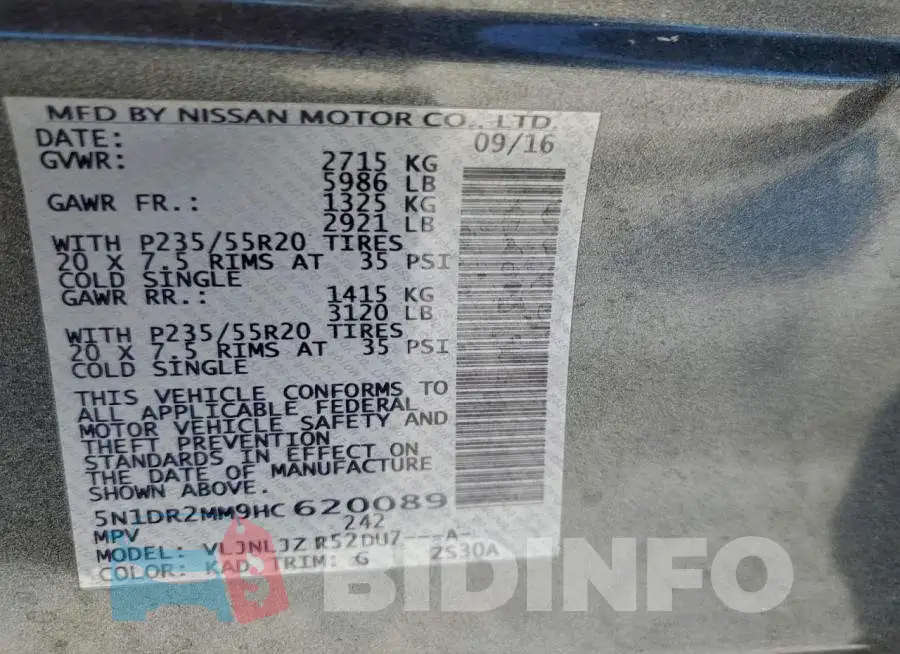 5N1DR2MM9HC620089 Photo# 13