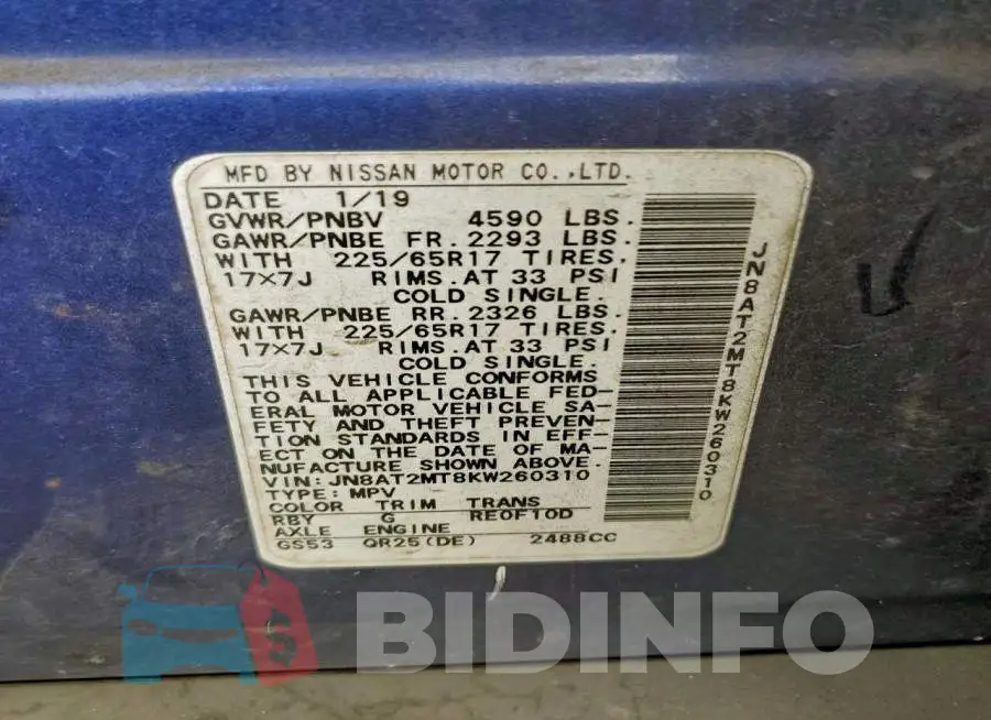 JN8AT2MT8KW260310 Photo# 13