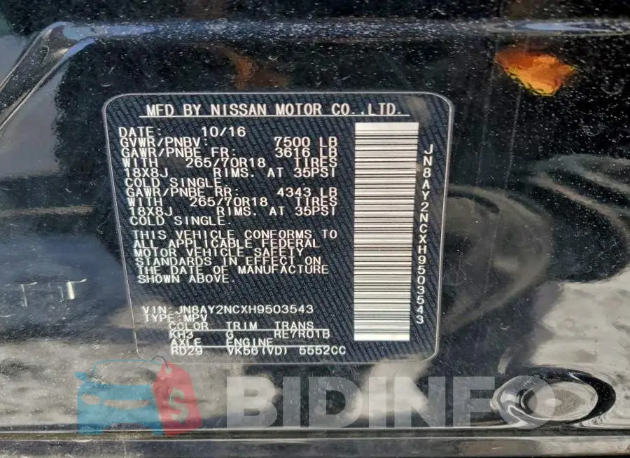 JN8AY2NCXH9503543 Photo# 13