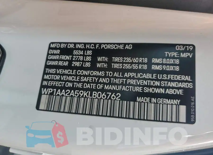 WP1AA2A59KLB06762 Photo# 13