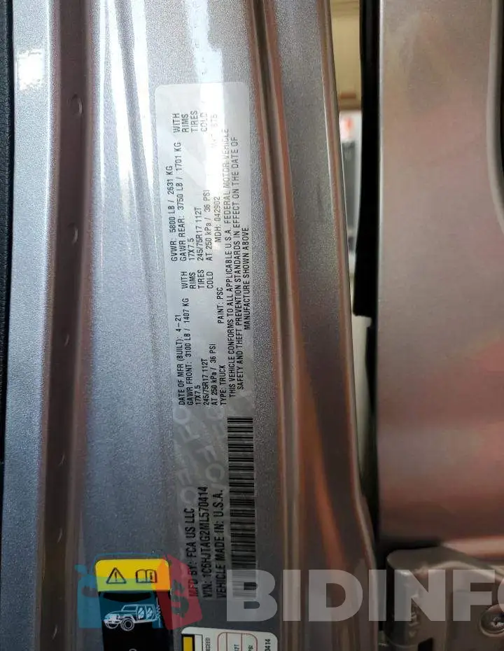 1C6HJTAG2ML570414 Photo# 14