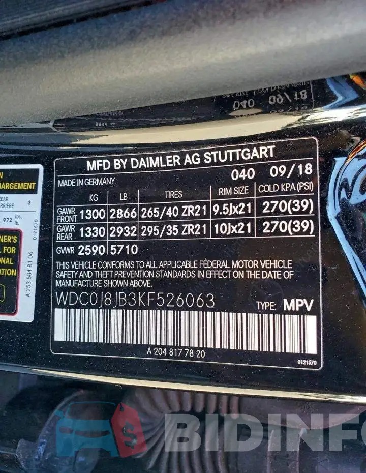 WDC0J8JB3KF526063 Photo# 13
