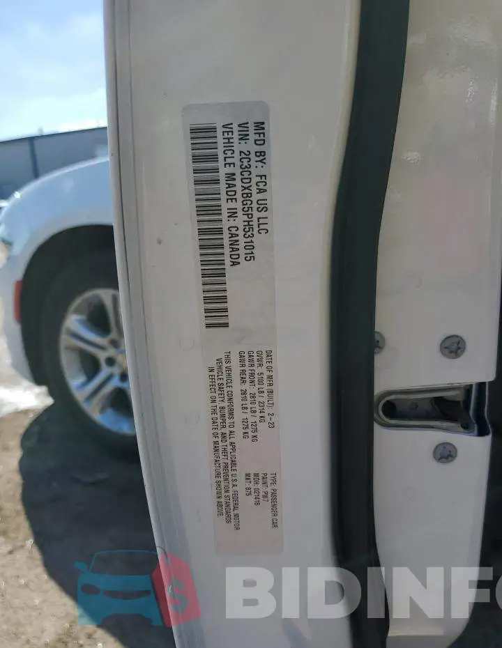 2C3CDXBG5PH531015 Photo# 12