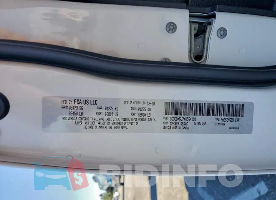 2C3CDXGJ7KH564191 Photo# 12