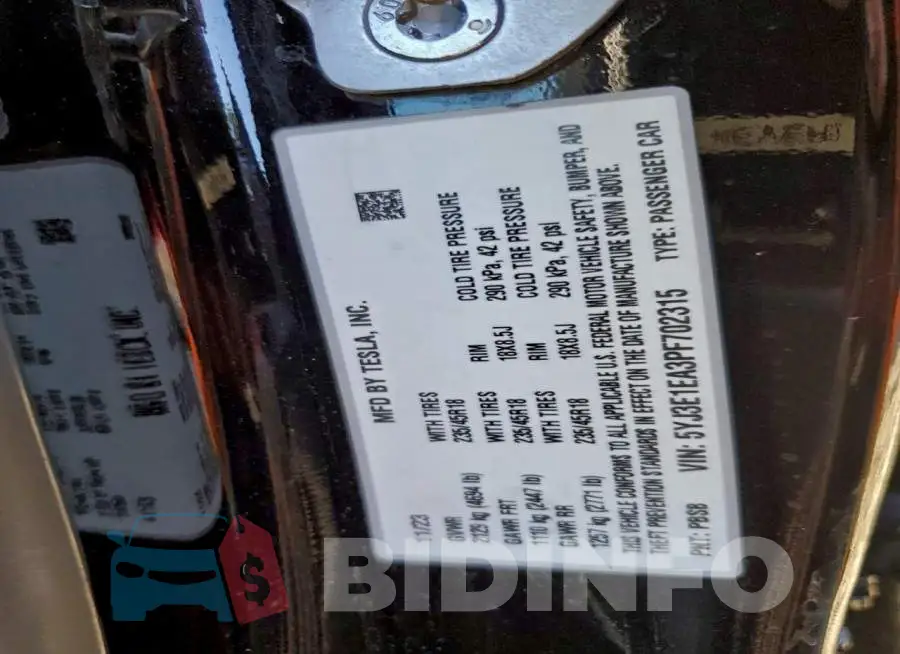 5YJ3E1EA3PF702315 Photo# 12