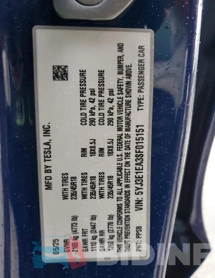 5YJ3E1EA3SF015151 Photo# 12