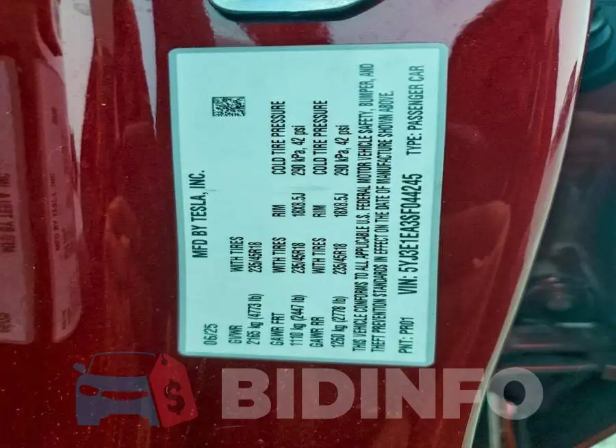 5YJ3E1EA3SF044245 Photo# 12