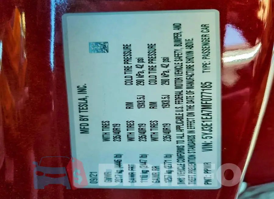 5YJ3E1EA7MF077185 Photo# 12