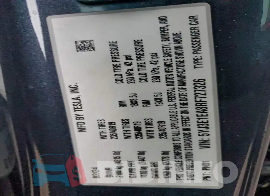 5YJ3E1EA8RF727326 Photo# 13