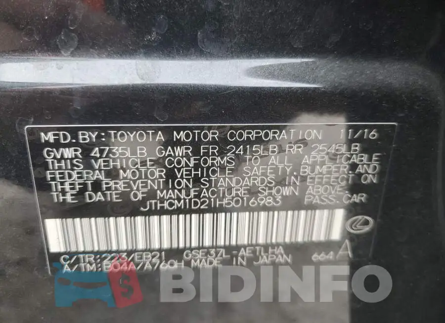 JTHCM1D21H5016983 Photo# 12