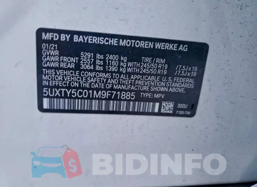 5UXTY5C01M9F71885 Photo# 14