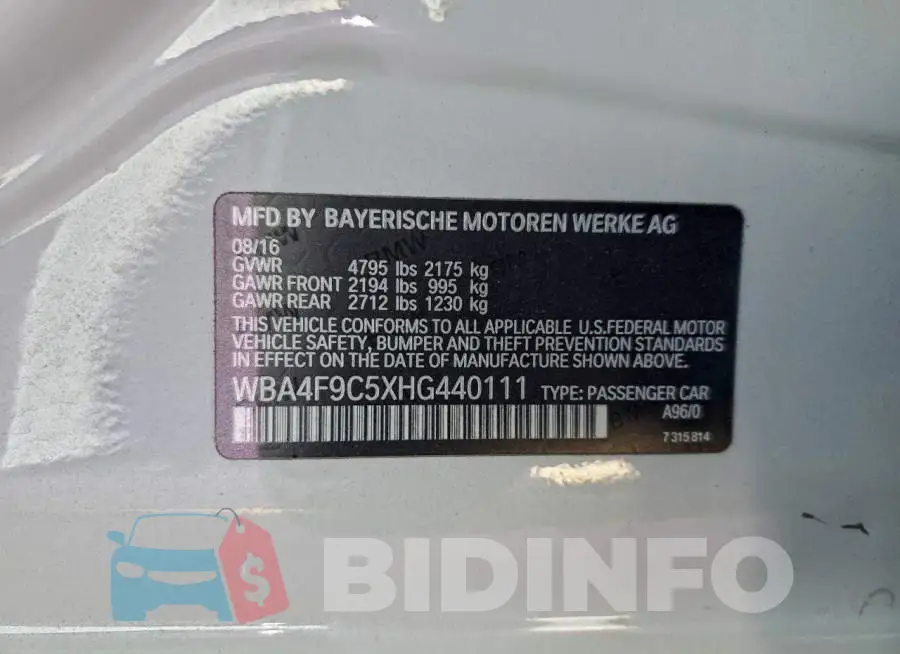 WBA4F9C5XHG440111 Photo# 12