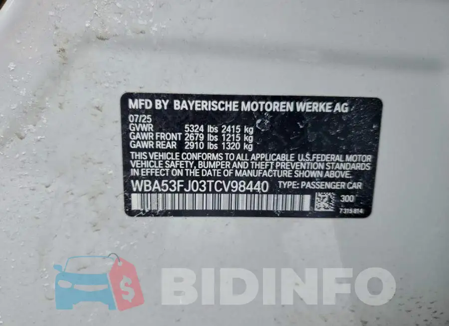 WBA53FJ03TCV98440 Photo# 12