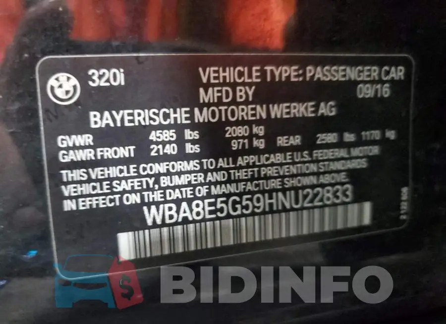 WBA8E5G59HNU22833 Photo# 12